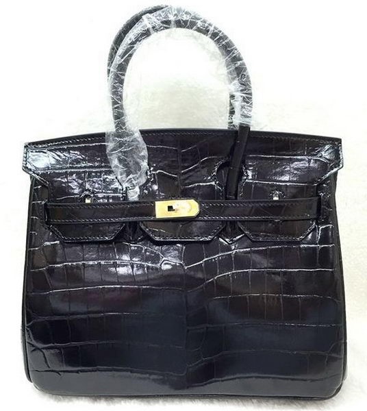 AAAAA Hermes Birkin 25CM Tote Bag Croco Leather H25TCO Black Tl1137Qa67