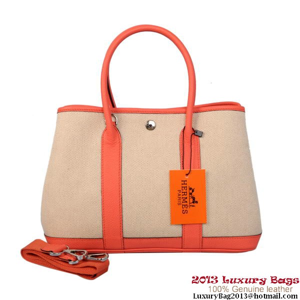 AAAAA Hermes Garden Party 30CM Bag Canvas Leather A1288 Light Red Tl1867Qa67