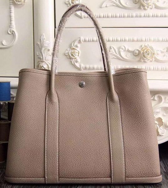 AAAAA Knockoff Hermes Garden Party 36cm 30cm Tote Bag Original Leather Light Grey Tl1055Pg26