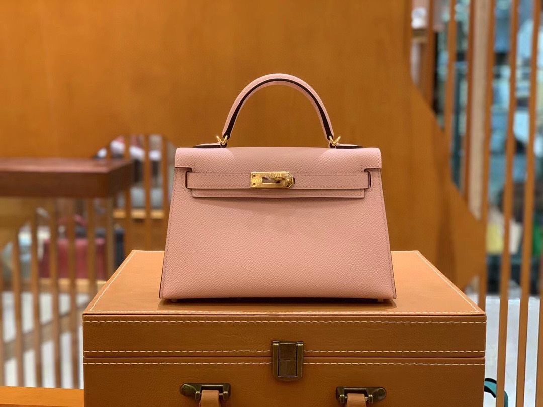 AAAAA Knockoff Hermes Kelly 22cm 25cm Tote Original Epsom Leather Bag KL22 KL25 Nude Pink Tl2880Pg26