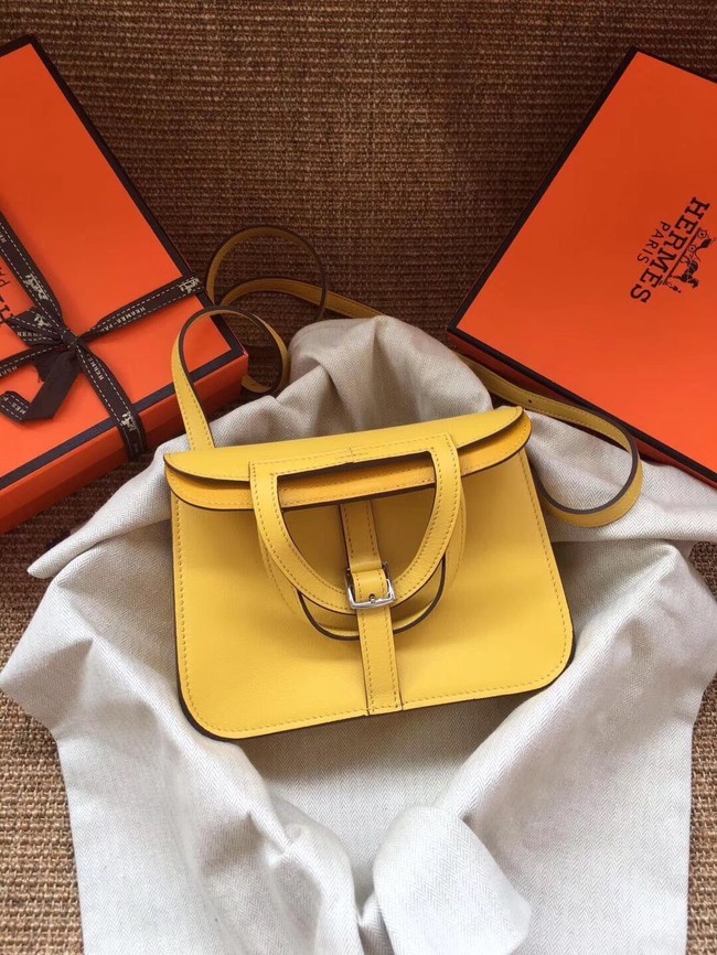 Best 1:1 Hermes Original Halzan mini bag H069523 yellow Tl725OR71