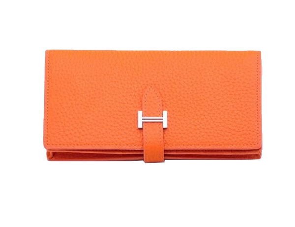 Best Replica Hermes Bearn Japonaise Bi-Fold Wallet Grainy Leather H68942 Orange Tl2183zU69