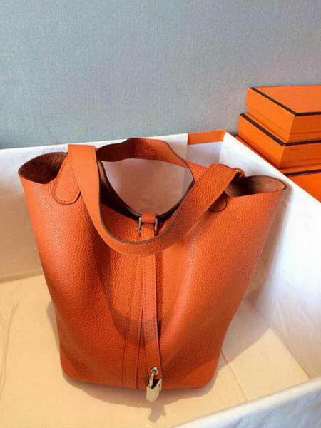 Fake Cheap Hermes Picotin Lock 22cm Bags Litchi Leather HPT22 Orange Tl1235Kt89