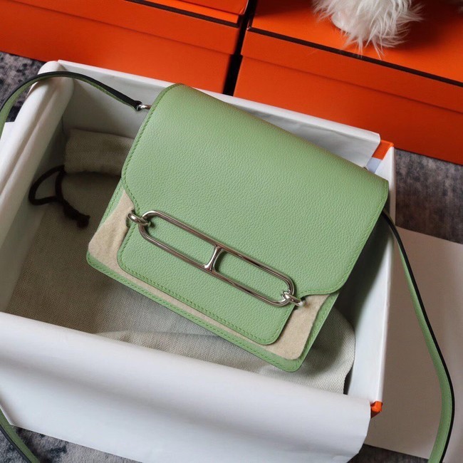 Fake Cheap Hermes Roulis 19cm Evercolor 9D H9003 light green&Silver Tl140Kt89