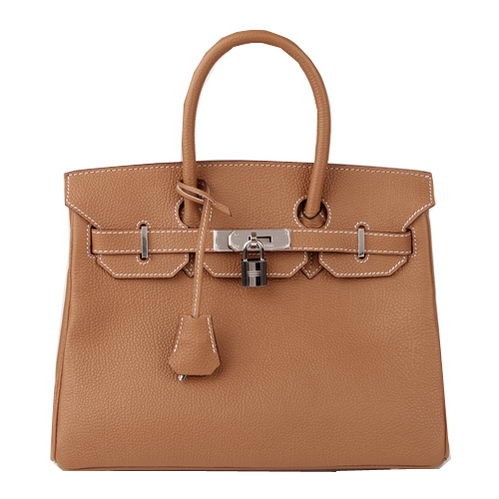 Fake Hermes Birkin 30CM Tote Bag Camel Original Leather H30 Silver Tl1665ny77