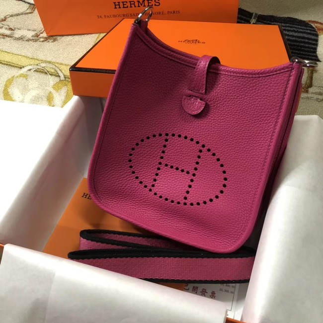 Fake Hermes Evelyne mini 17cm Original Calf Leather Messenger Bag H1187 rose Tl494Lh27