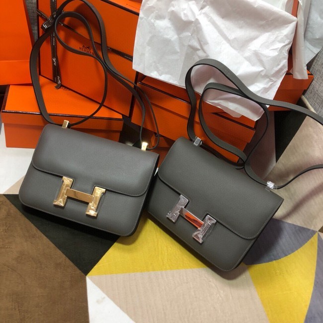 Fake Hermes Original Espom Leather Constance Bag 5333 dark gray Tl279eZ32