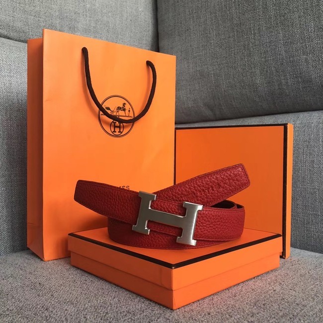 Fake Hermes original togo 2 belt buckle & Reversible leather strap 32 mm H06454 red Tl3461RY48