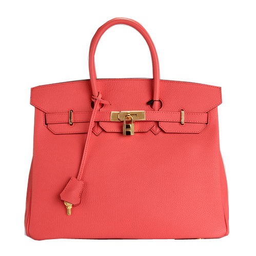 Hermes Birkin 35CM Tote Bag Light Red Original Leather H35 Gold Tl1698vN22
