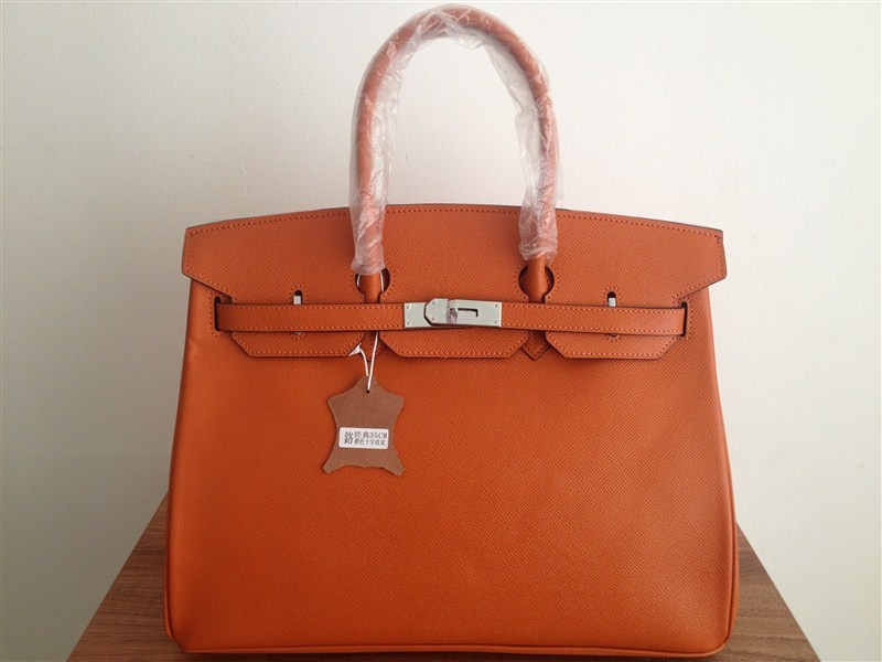 Hermes Birkin 35CM Tote Bag Orange Clemence Leather H6089 Silver Tl1398iZ66