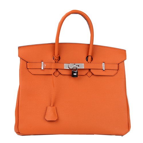 Hermes Birkin 35CM Tote Bag Orange Original Leather H35 Silver Tl1703fc78