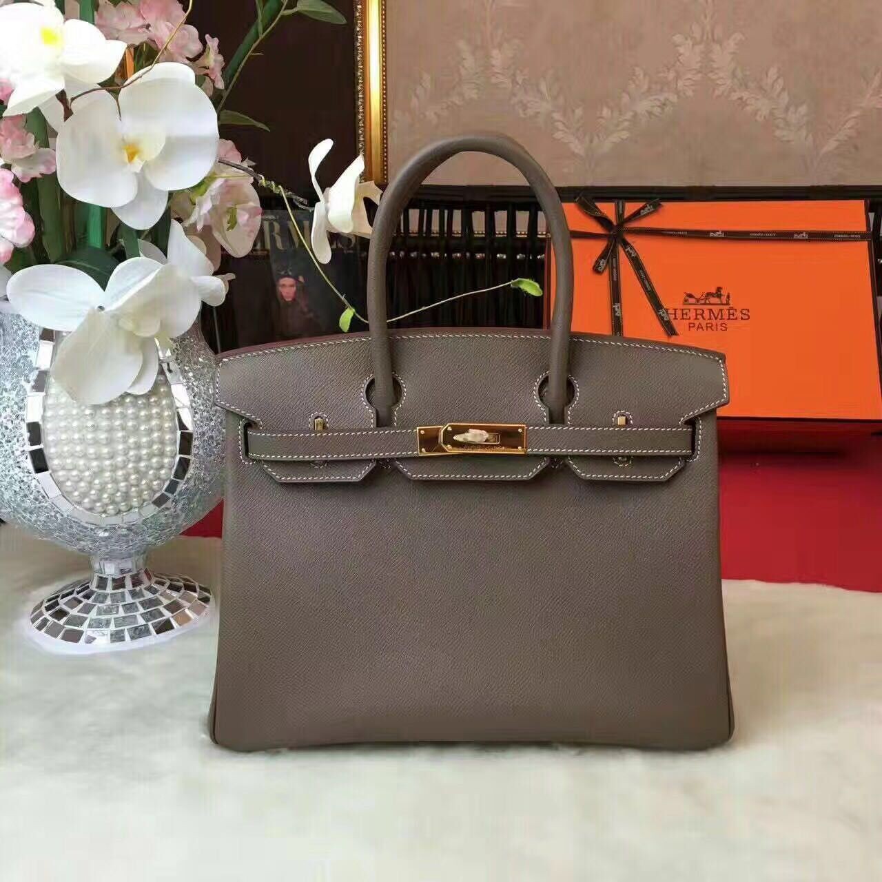 Hermes Birkin Bag Original Leather 17825 Grey Tl893tQ92