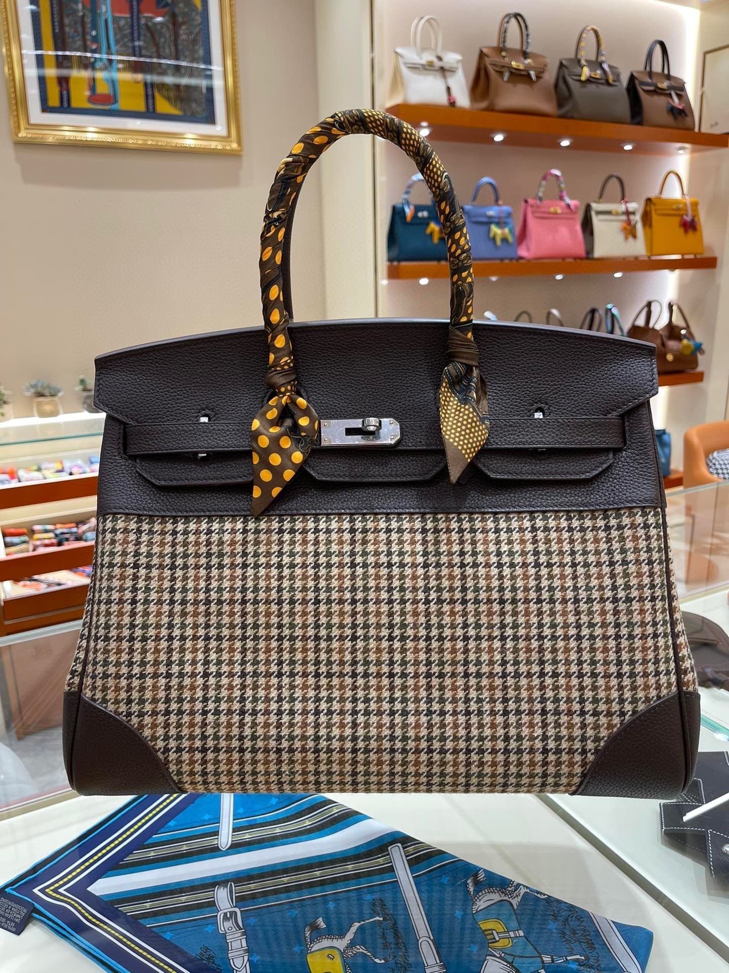 Hermes Birkin Bag Original Leather 35CM 17888 Houndstooth Dark Brown Tl398ER88