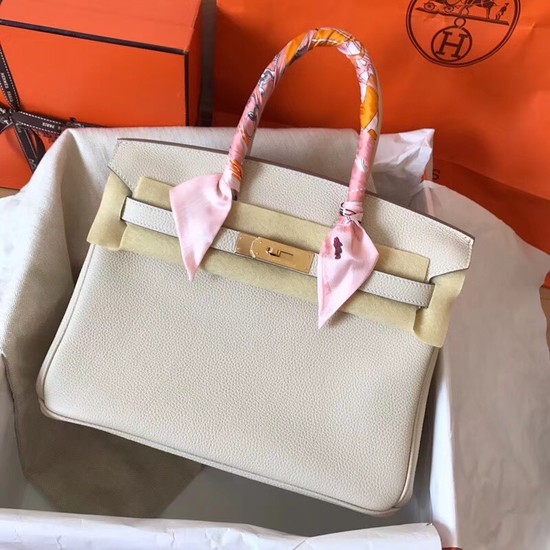 Hermes Birkin Tote Bag Original Togo Leather BK35 cream Tl776NP24