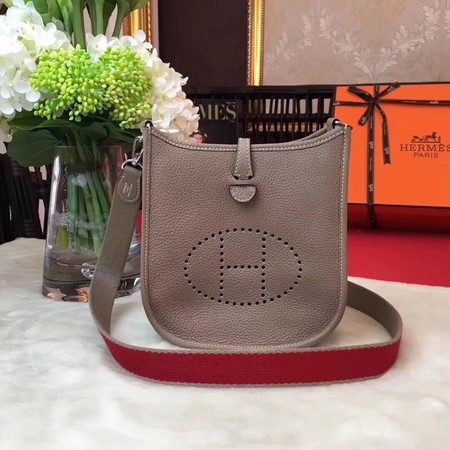 Hermes Evelyne mini 17cm Messenger Bag Original Calf Leather H1187 Light grey Tl812dX32
