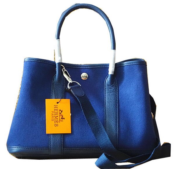 Hermes Garden Party 30cm Tote Bags Original Leather Blue Tl1315fJ40