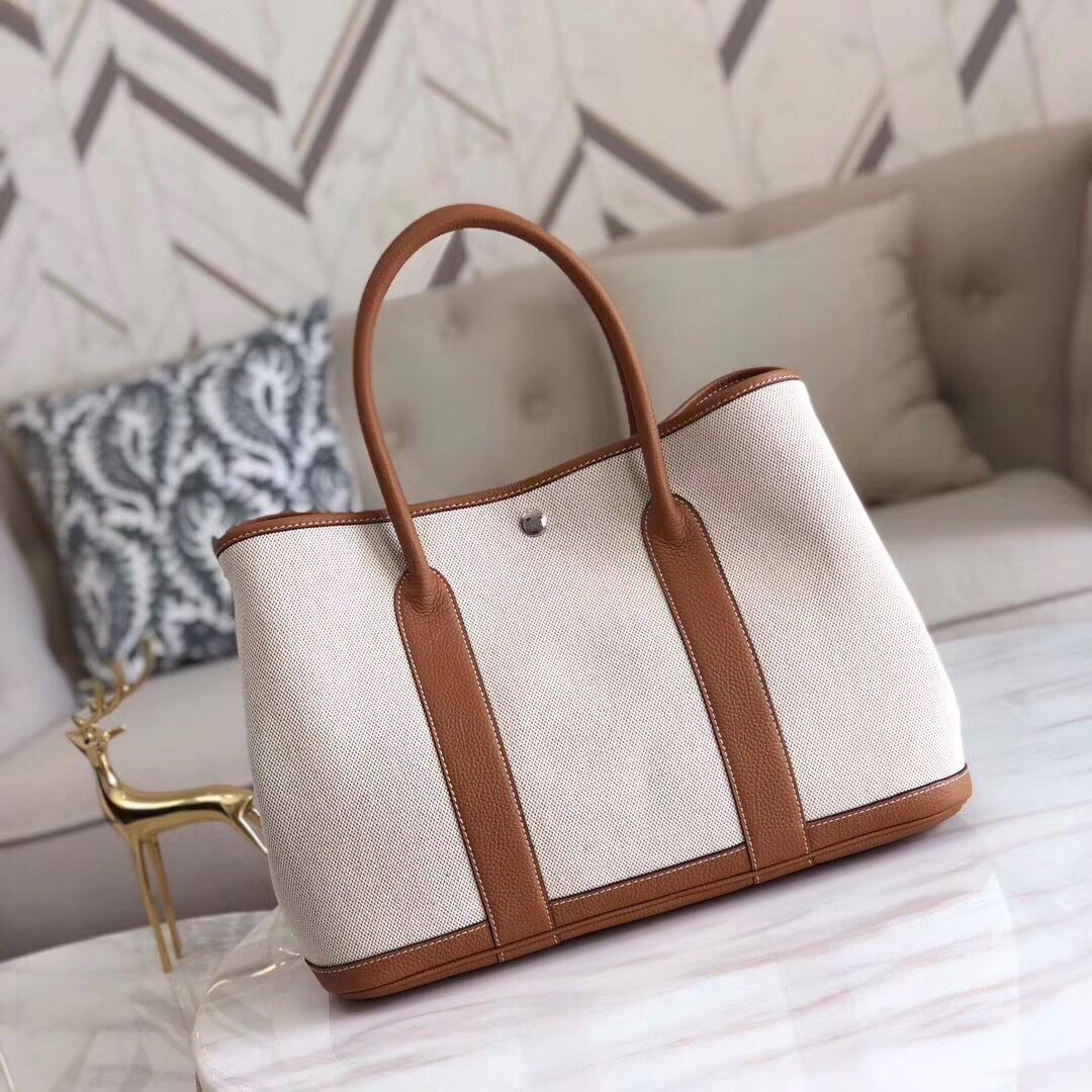 Hermes Garden Party 36cm Tote Bags Canvas Original HGP1927 Wheat Tl659zS17