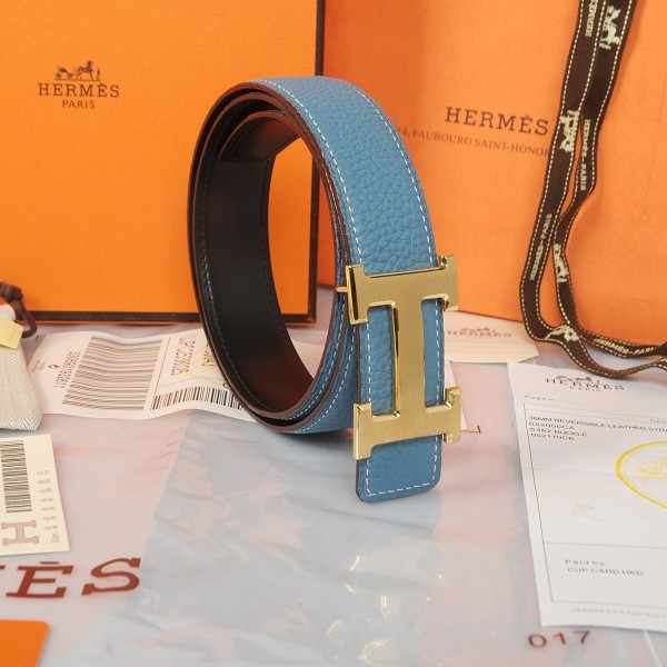 Hermes Imported Belt HR1002I Light Blue Tl3766Va47