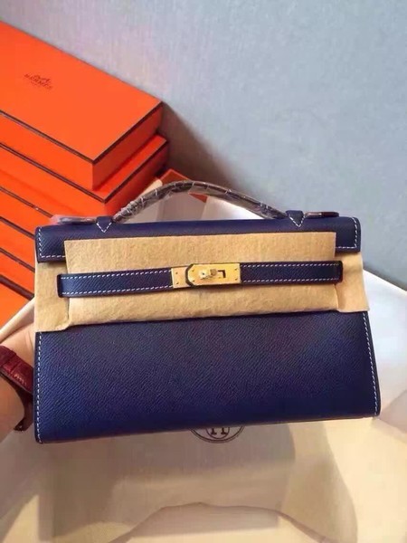 Hermes Kelly 22cm Tote Bag Original Leather KL22 Royal Tl942jo45