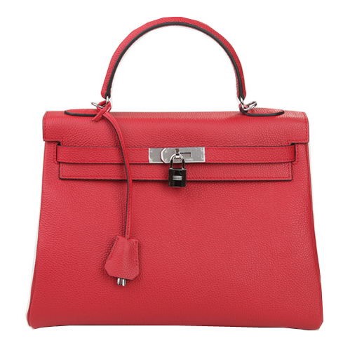 Hermes Kelly 32cm Shoulder Bag Burgundy Original Leather K32 Silver Tl1654Hn31