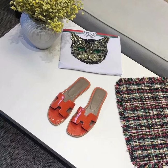 Hermes lady leather fashion Slipper HO808HMJ orange Tl3369Gw67