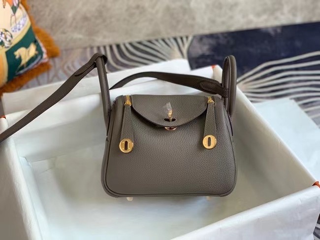 Hermes mini Lindy Original Togo Leather Bag OLD19 dark grey Tl411NP24