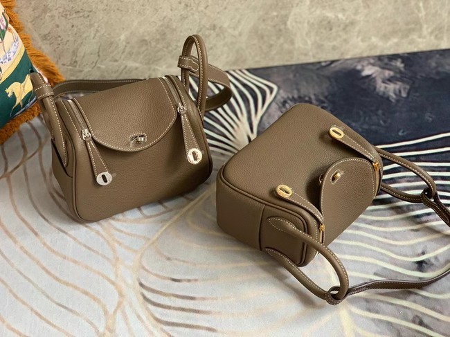 Hermes mini Lindy Original Togo Leather Bag OLD19 grey Tl415ki86