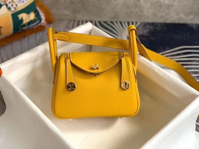 Hermes mini Lindy Original Togo Leather Bag OLD19 yellow Tl414hk64