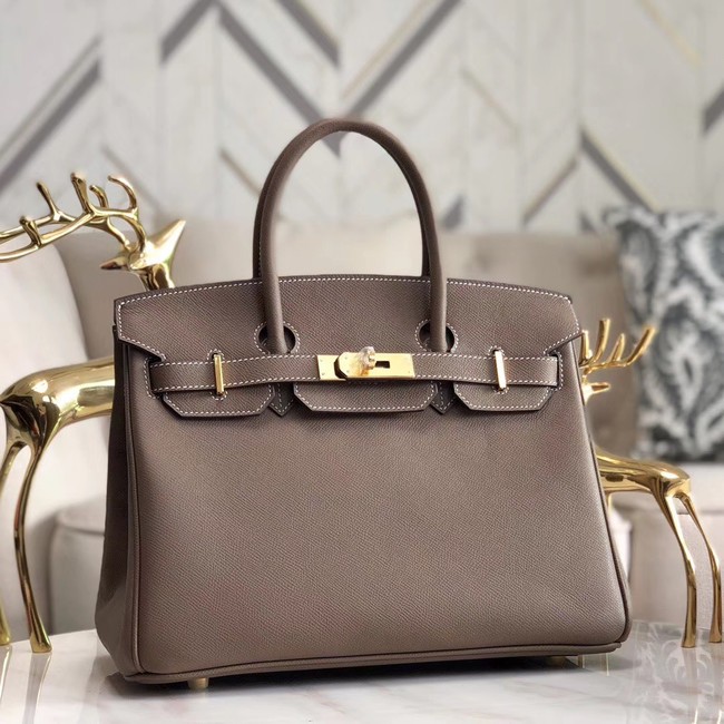 Hermes original Epsom Leather HB35O grey&gold Metal Tl559Hn31