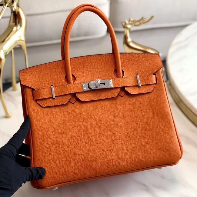 Hermes original Epsom Leather HB35O orange&silver Metal Tl578PC54