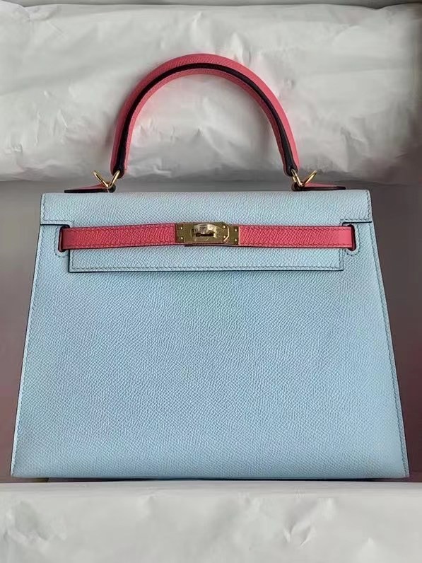 Hermes Original Epsom Leather KEL2578 skyblue&pink Tl344Xp72