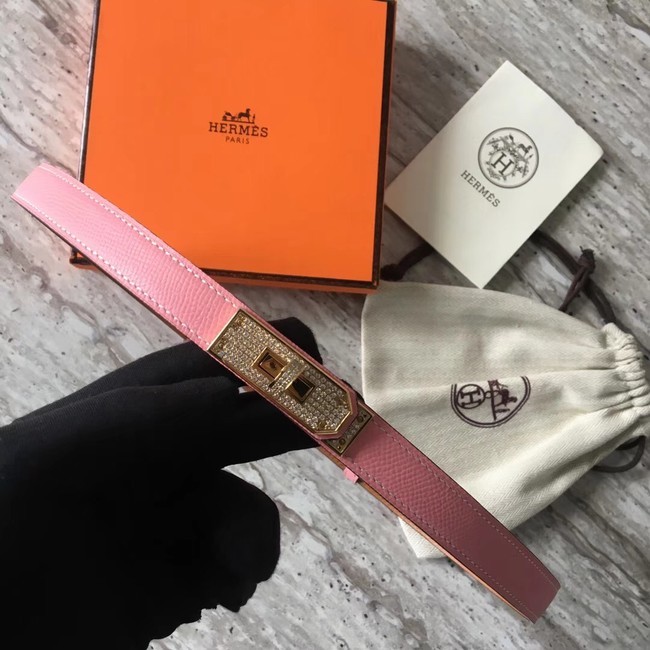 Hermes original epsom leather Kelly belt H069853 pink Tl3548Rk60