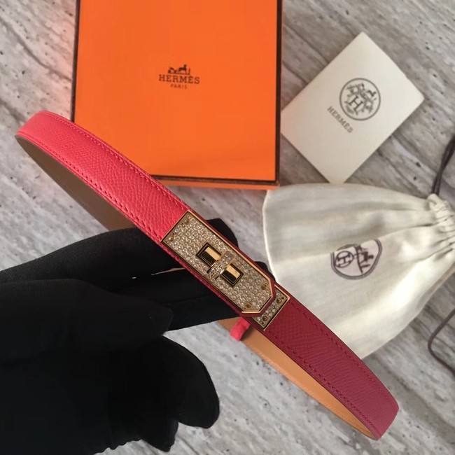 Hermes original epsom leather Kelly belt H069853 red Tl3547Lo54
