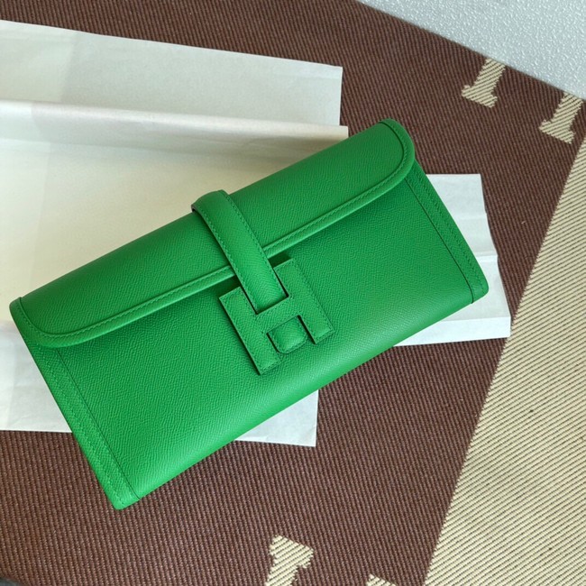 Hermes Original Espom Leather Clutch 37088 Bamboo green Tl232aM39