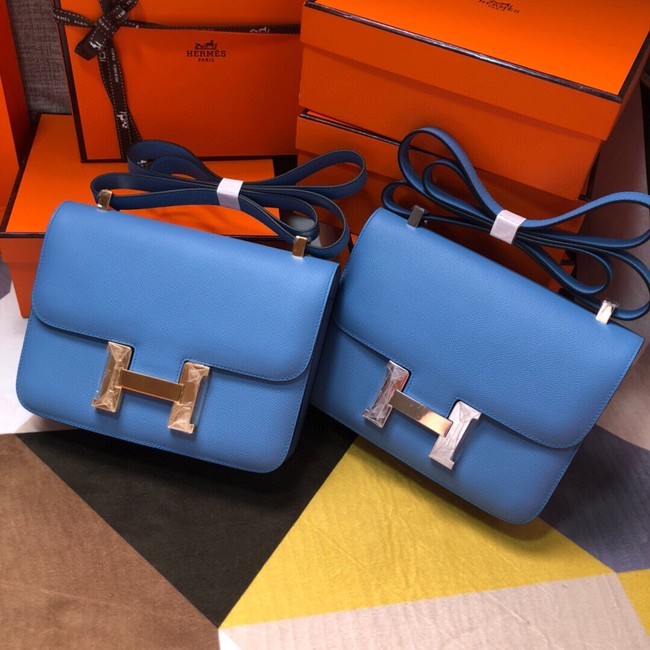 Hermes Original Espom Leather Constance Bag 5333 blue Tl286ED90