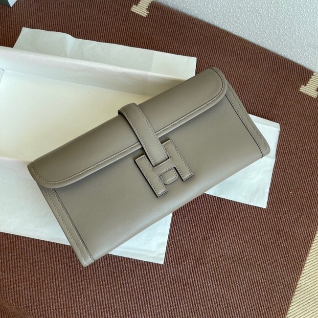Hermes Original jige swift Leather Clutch 37088 gray Tl267rJ28