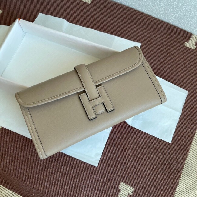 Hermes Original jige swift Leather Clutch 37088 light gray Tl248vX95