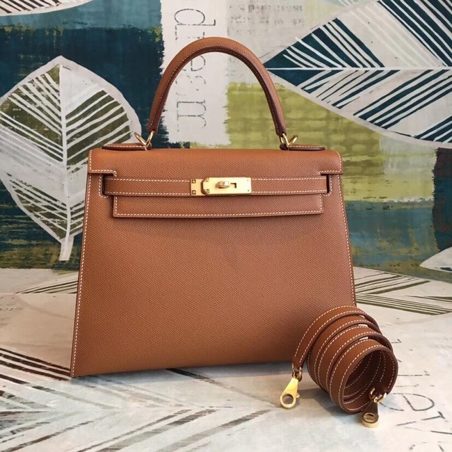 Hermes original Kelly Epsom Leather KL32 brown Tl613vX95