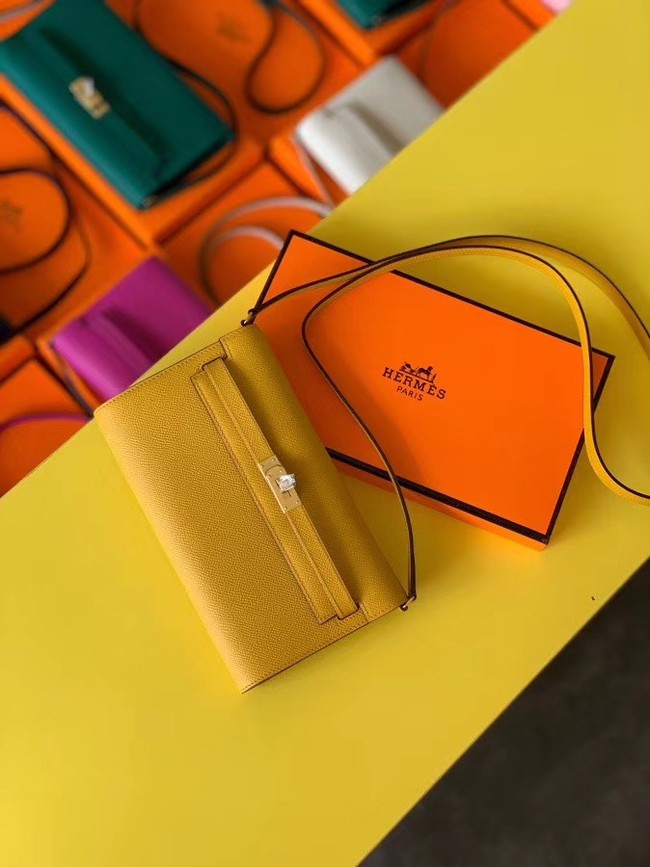 Hermes Original kelly espom leather to go woc Bag H4087 yellow Tl532Zw99
