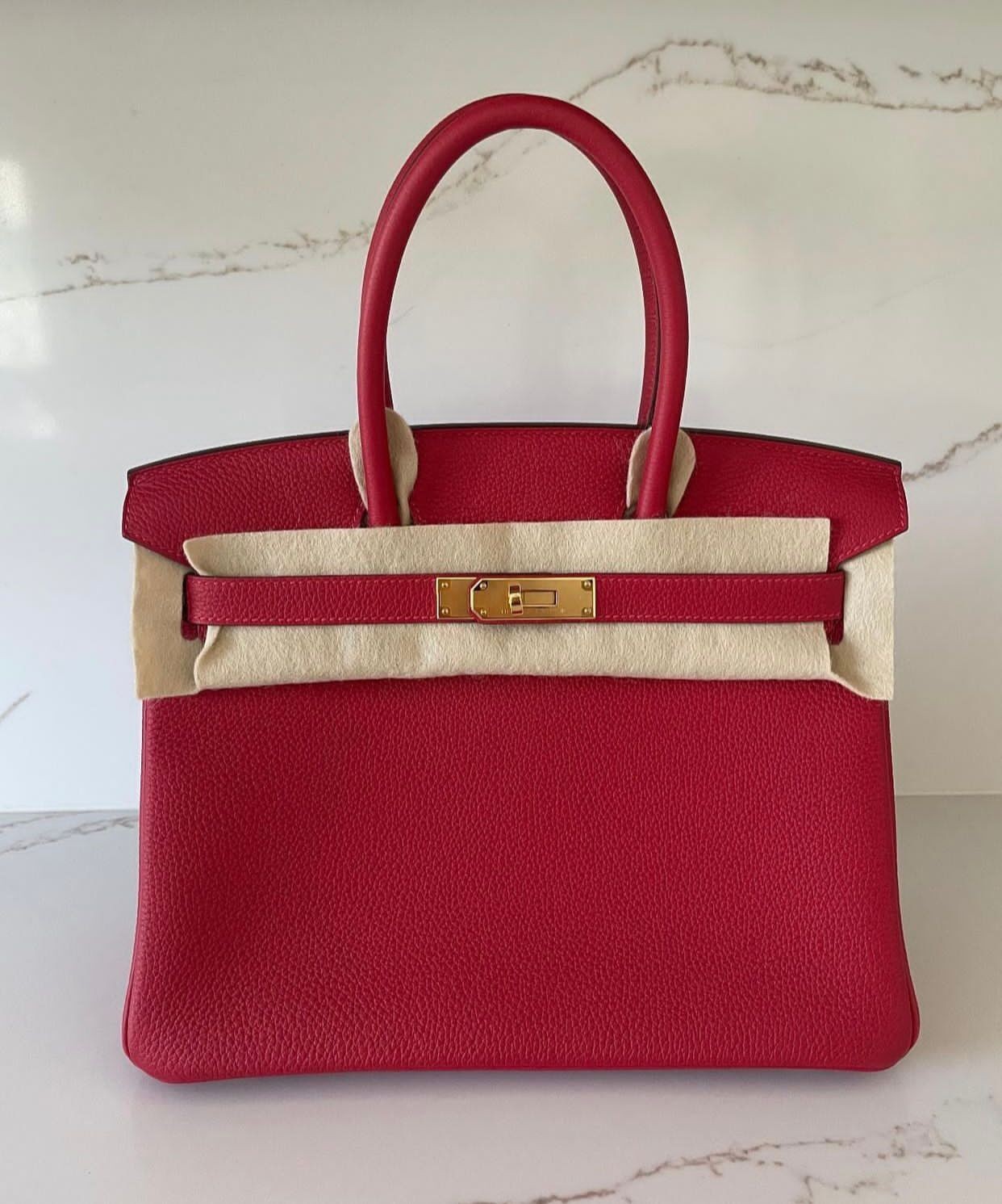 Hermes original Togo Leather HB25O Red Tl157UF26