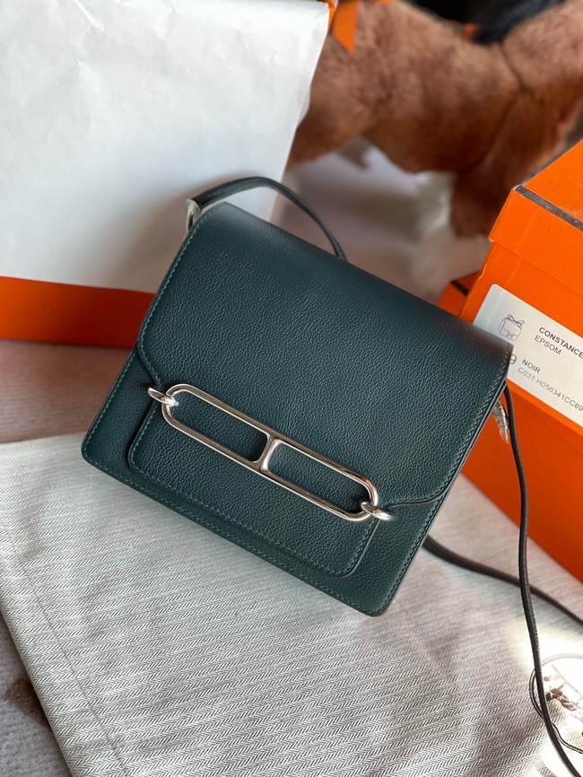Hermes Roulis 19cm Evercolor 9D H9003 Lake water blackish green&Silver Tl142bW68