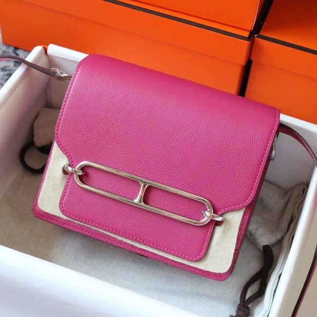 Hermes Roulis 19cm Evercolor 9D H9003 Plum&Silver Tl134va68