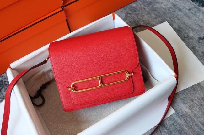 Hermes Roulis 19cm Evercolor 9D H9003 red&Gold Tl150vK93