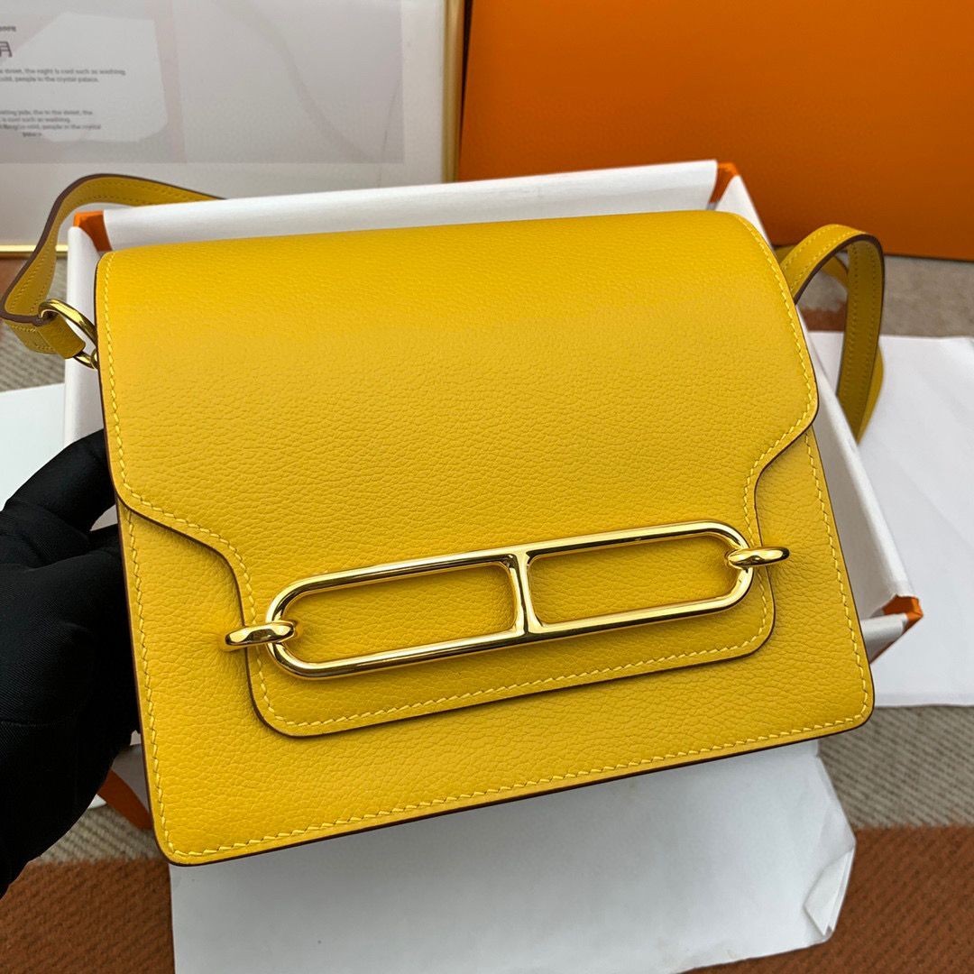 Hermes Roulis 19cm Evercolor 9D H9003 Yellow Gold Tl156vm49