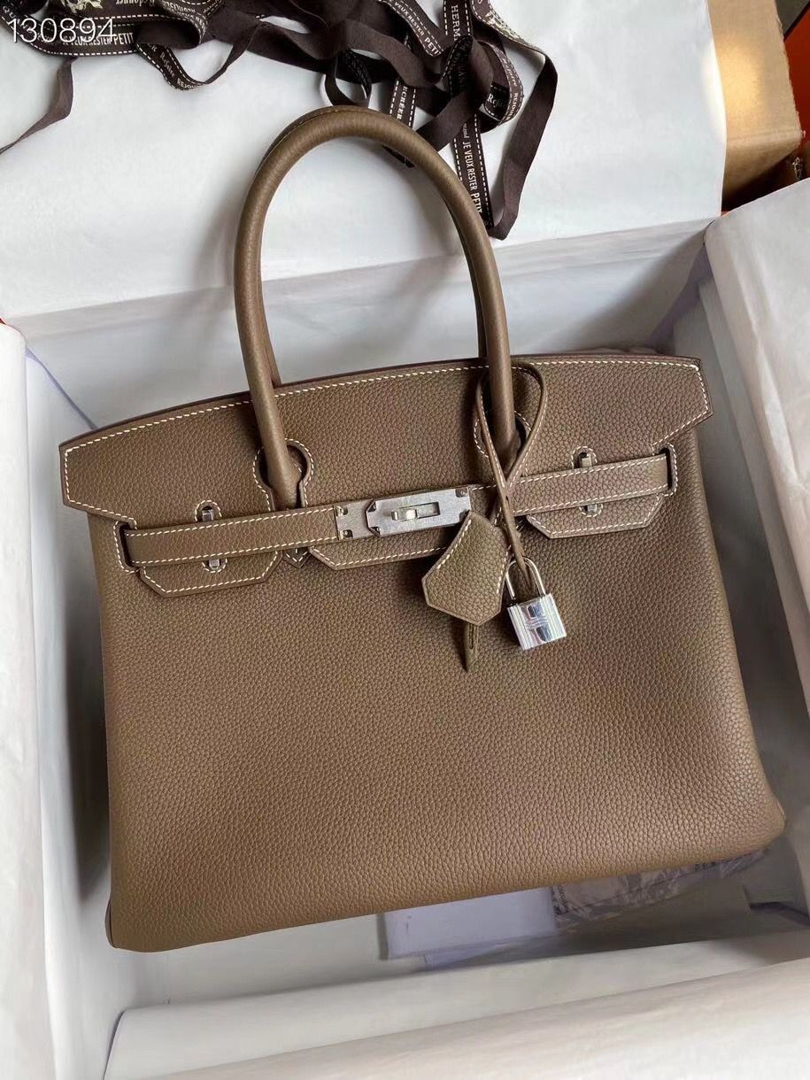 High Imitation Hermes Birkin Bag Original Togo Leather 17825 Gray Tl472bg96