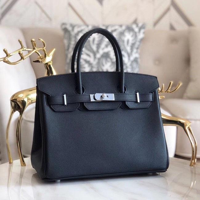 Hot Hermes original Epsom Leather HB35O black&silver Metal Tl571Nm85