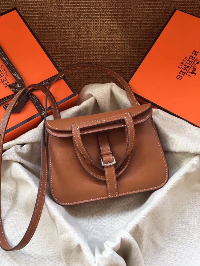 Hot Hermes Original Halzan mini bag H069523 brown Tl719io40