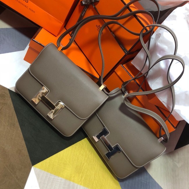 Imitation 1:1 Hermes Original Espom Leather Constance Bag 5333 gray Tl288LT32