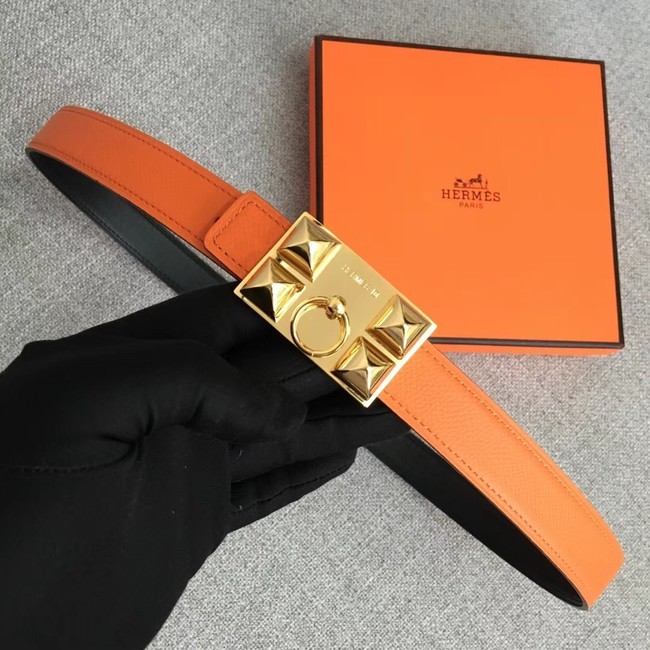 Imitation Hermes Collier de Chien belt buckle & Reversible leather strap 24 mm H0521 orange Tl3484SU87