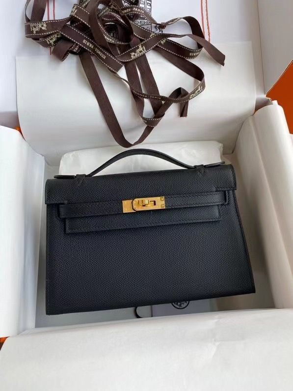 Imitation Hermes Kelly 22cm Tote Bag Original Leather KL22 Black Tl945Nj42